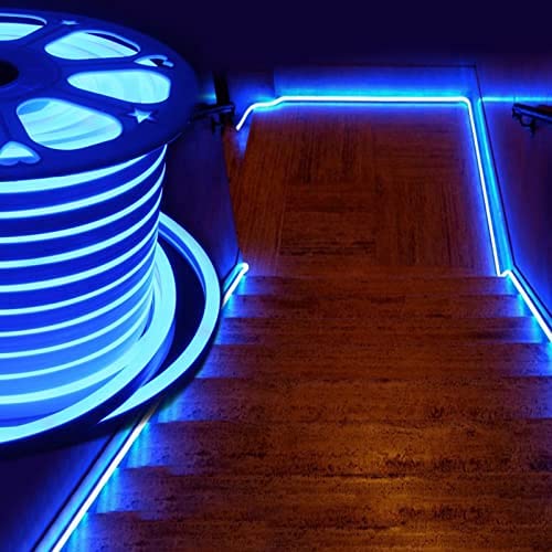 Blue LED Neon Rope Light - 16.4FT/5M Flexible Waterproof IP67 LED Strip for Indoor/Outdoor Decor, Parties, Bars, and Home Lighting