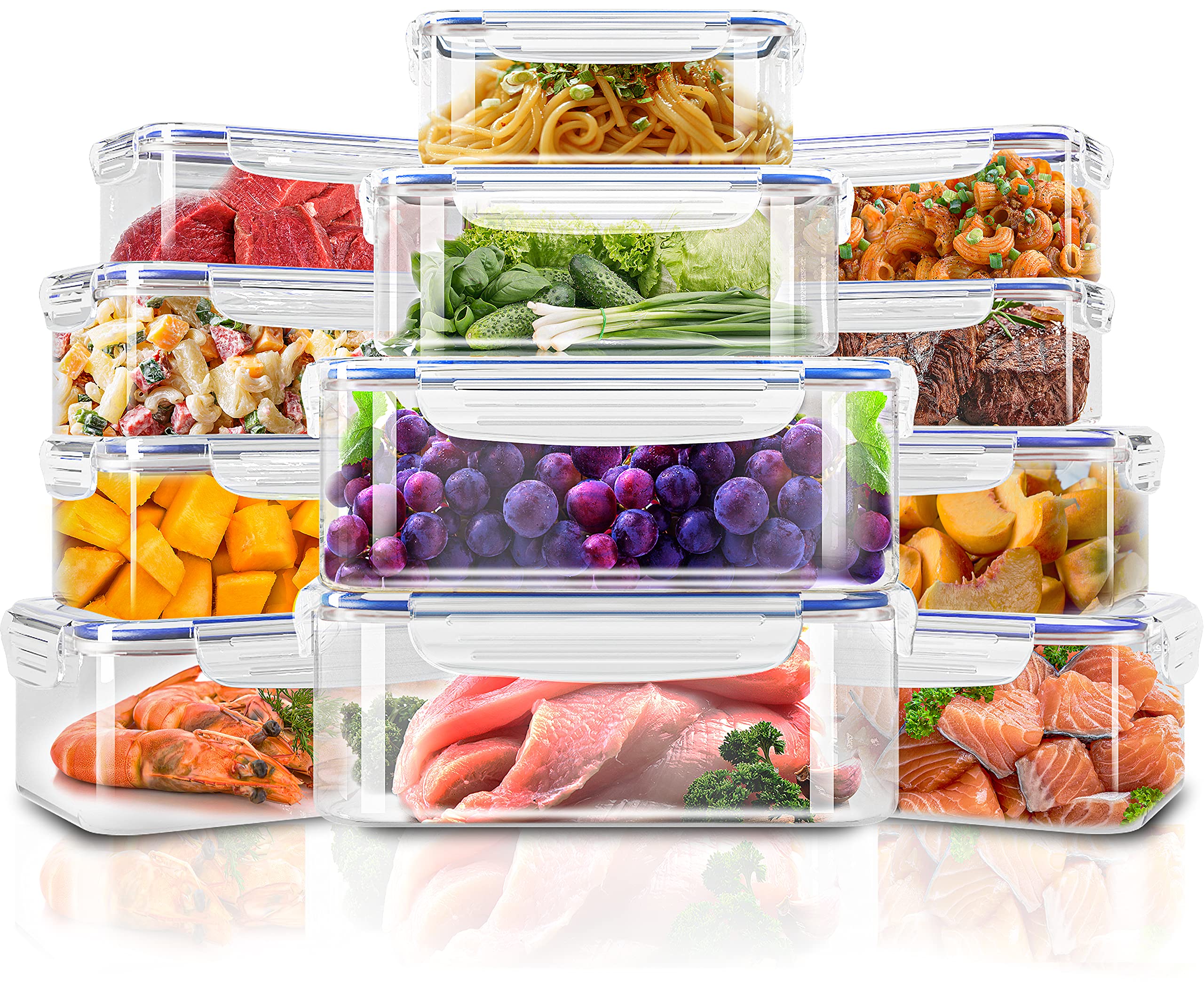 Utopia Kitchen Plastic Food Storage Containers with Airtight Lids - 144-Piece Set of Reusable, Leak-Proof BPA-Free Lunch Boxes & Meal Prep Containers (Blue) - Perfect for School, Office, Picnics & Leftovers