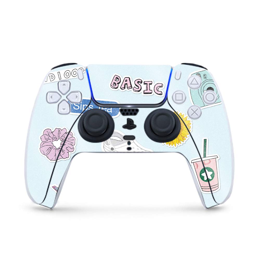 MightySkins Glossy Glitter Gaming Skin for PS5 Controller - VSCO Girl Style | Durable High-Gloss Glitter Finish | Easy to Apply & Remove | Made in USA | Perfect for Gaming, Streaming & Customizing Your Playstation 5 Controller