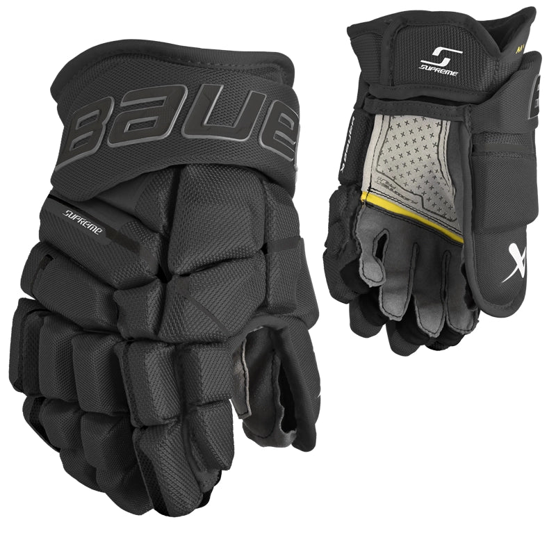 Bauer Supreme Mach Hockey Gloves for Junior Players - Lightweight Protective Ice Hockey Gloves for Youth - Perfect for Training, Games & Competitive Play