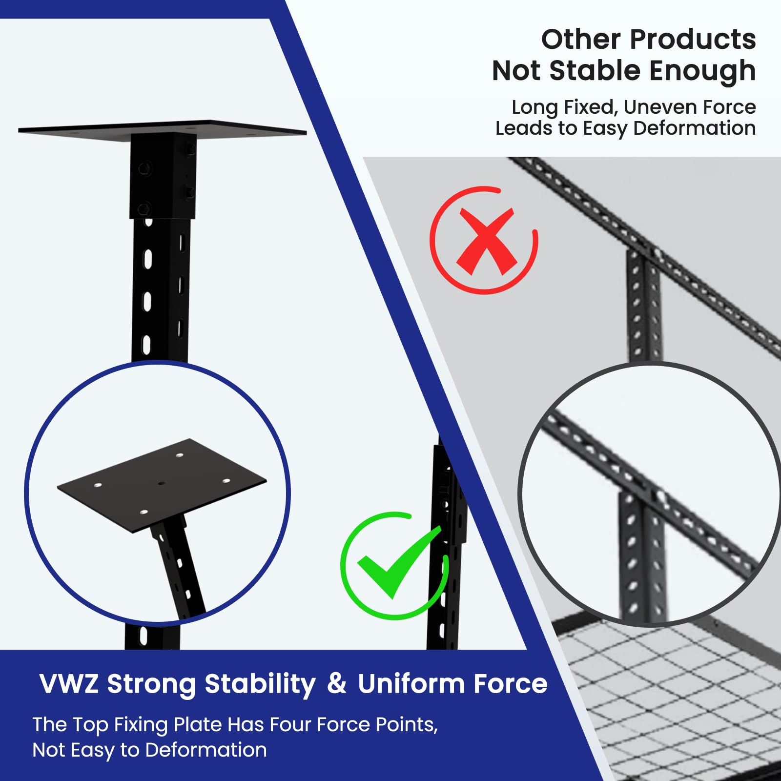 2×4' Heavy Duty Overhead Garage Storage Rack - Adjustable Ceiling Shelving System with 1100 lbs Capacity - Black (Bottomless) - Perfect for Organizing Tools, Sports Gear & Seasonal Items