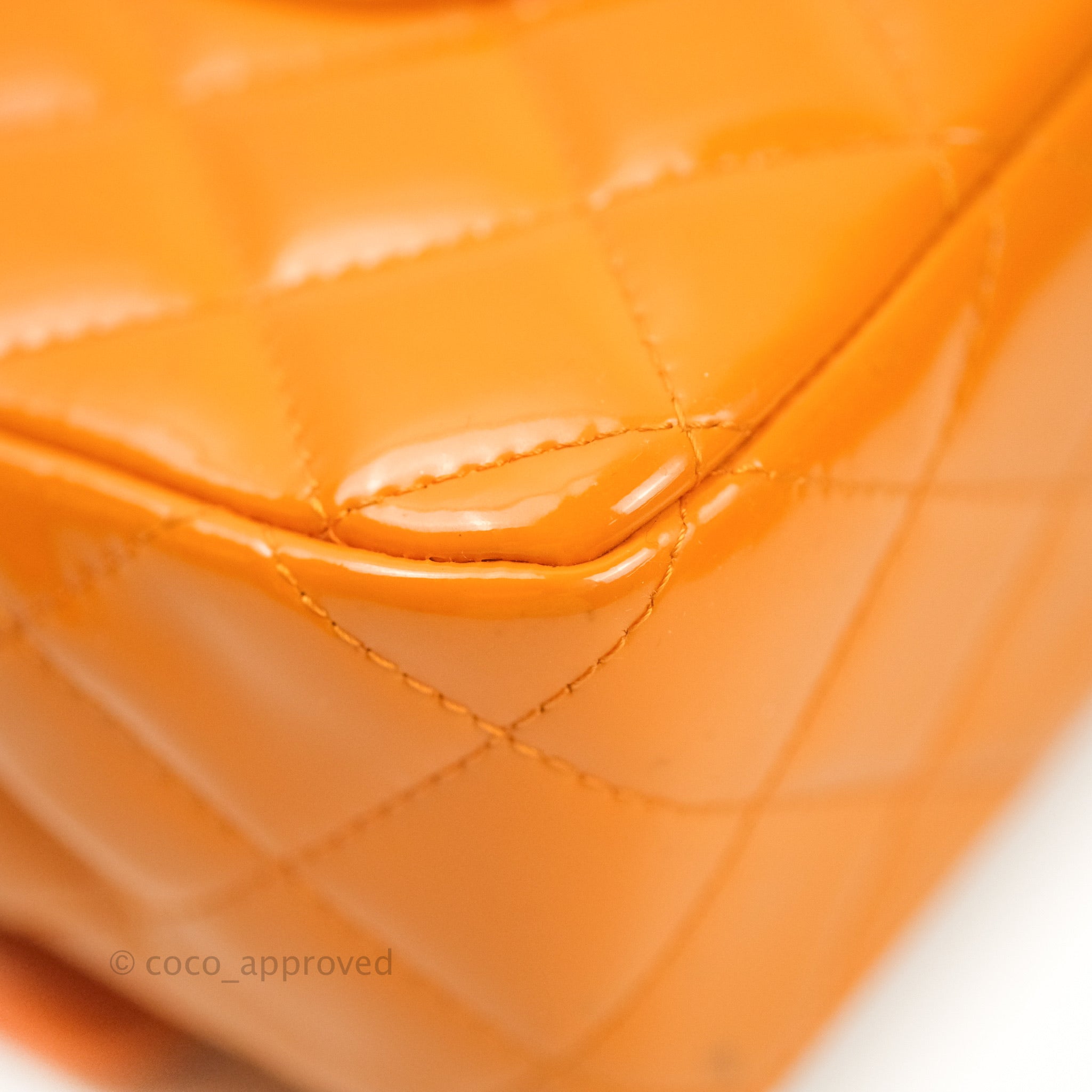 Chanel Classic M/L Medium Double Flap Bag in Orange Patent Leather with Silver Hardware - Perfect for Evening Events & Luxury Fashion Accessories