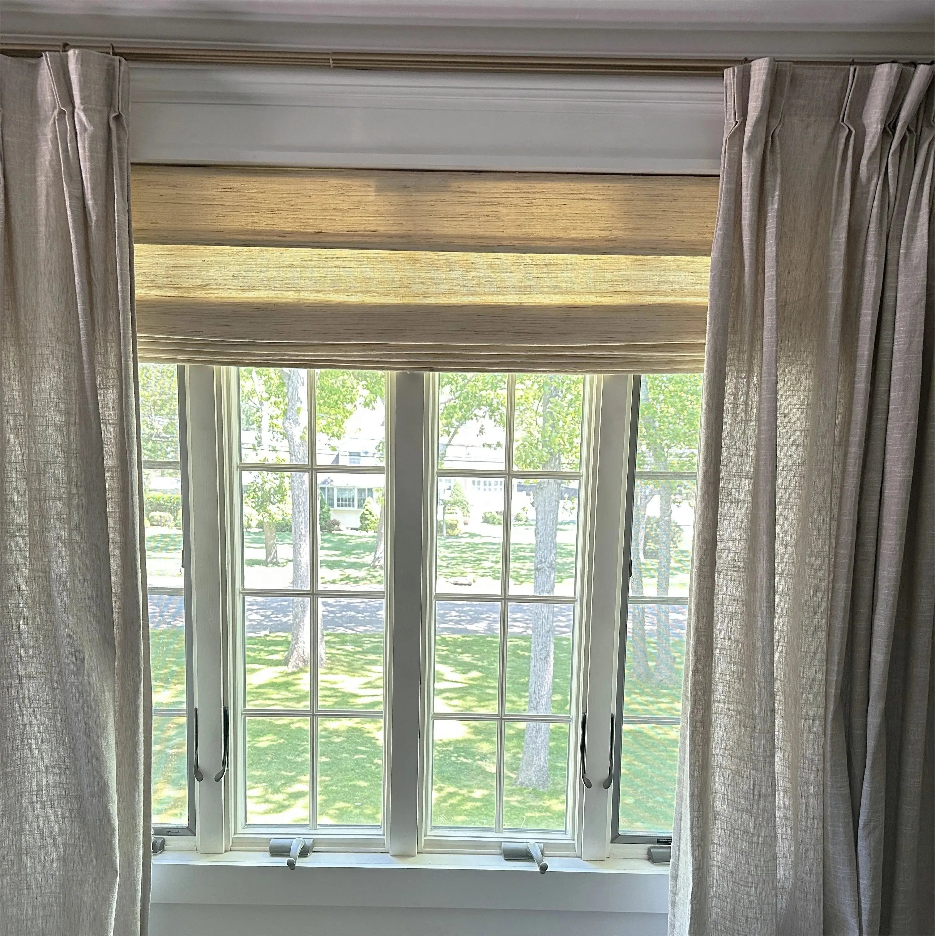 Natural Ramie Bamboo Woven Window Shade - Eco-Friendly Cashew Color Sun Blinds for Living Room & Bedroom