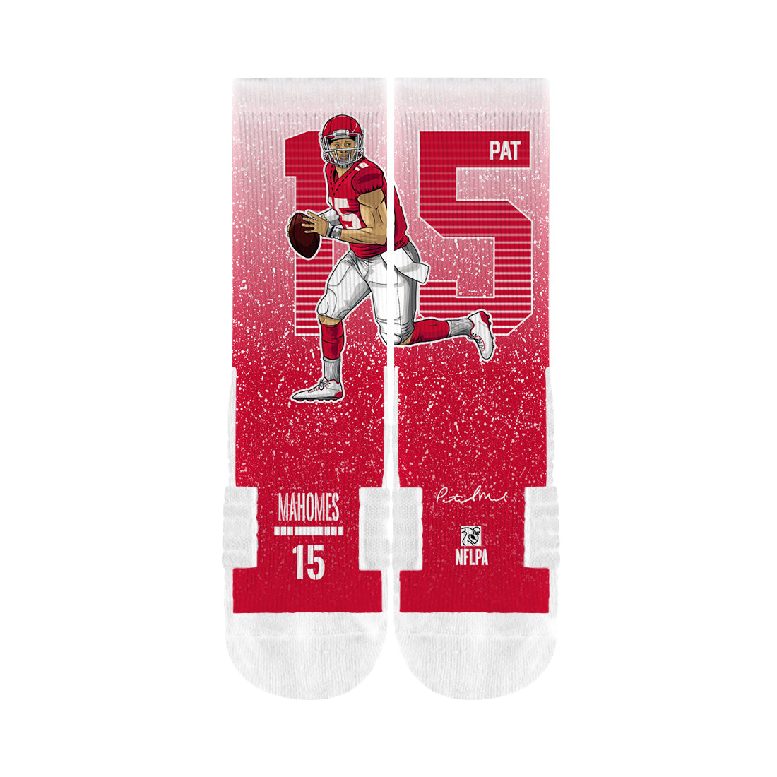 Patrick Mahomes Scramble Red Football Socks - Performance Athletic Socks for NFL Fans & Players - Perfect for Game Day, Training & Sports Enthusiasts