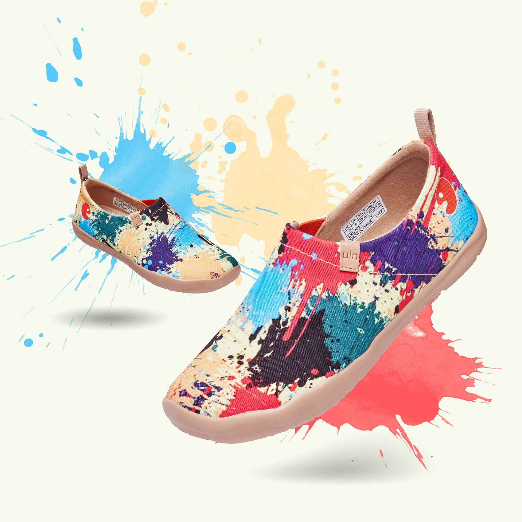 UIN Women's Slip On Sneakers - Comfortable Knit Loafers with Artistic Painting | Soft Walking Shoes for Women | Perfect for Casual Wear, Travel & Everyday Comfort