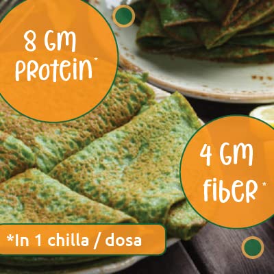Gladful Protein Sprouted Lentils & Millets Instant Chilla Dosa Mix - 200g (Pack of 2) | High Protein & Fiber Rich Healthy Food for Kids & Families | Perfect for Breakfast, Snacks & Indian Cuisine