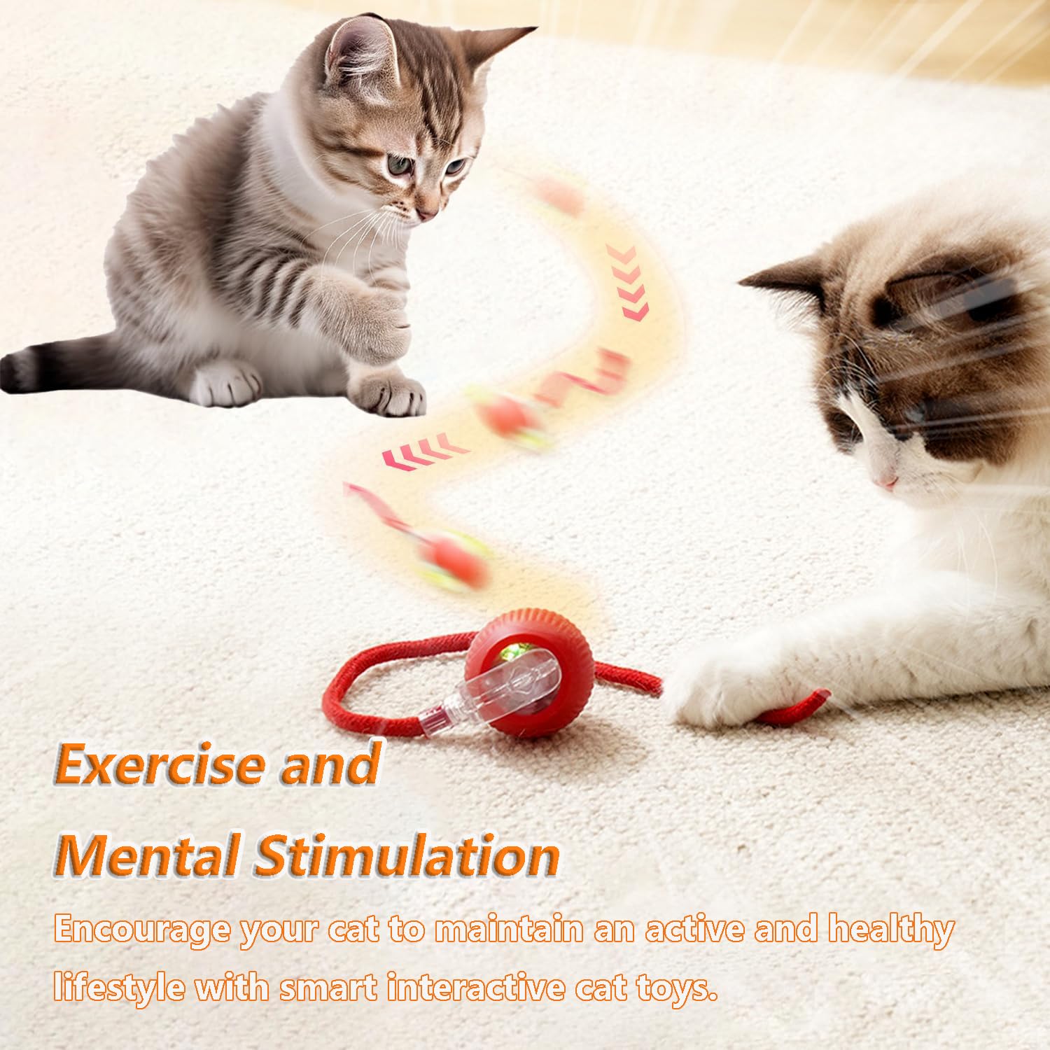 2025 New Interactive Rolling Cat Ball - 360° Smart Rotating Electric Toy for Cats & Kittens - Automatic Moving Ball for Play & Exercise (Green) - Perfect for Indoor Play & Pet Entertainment
