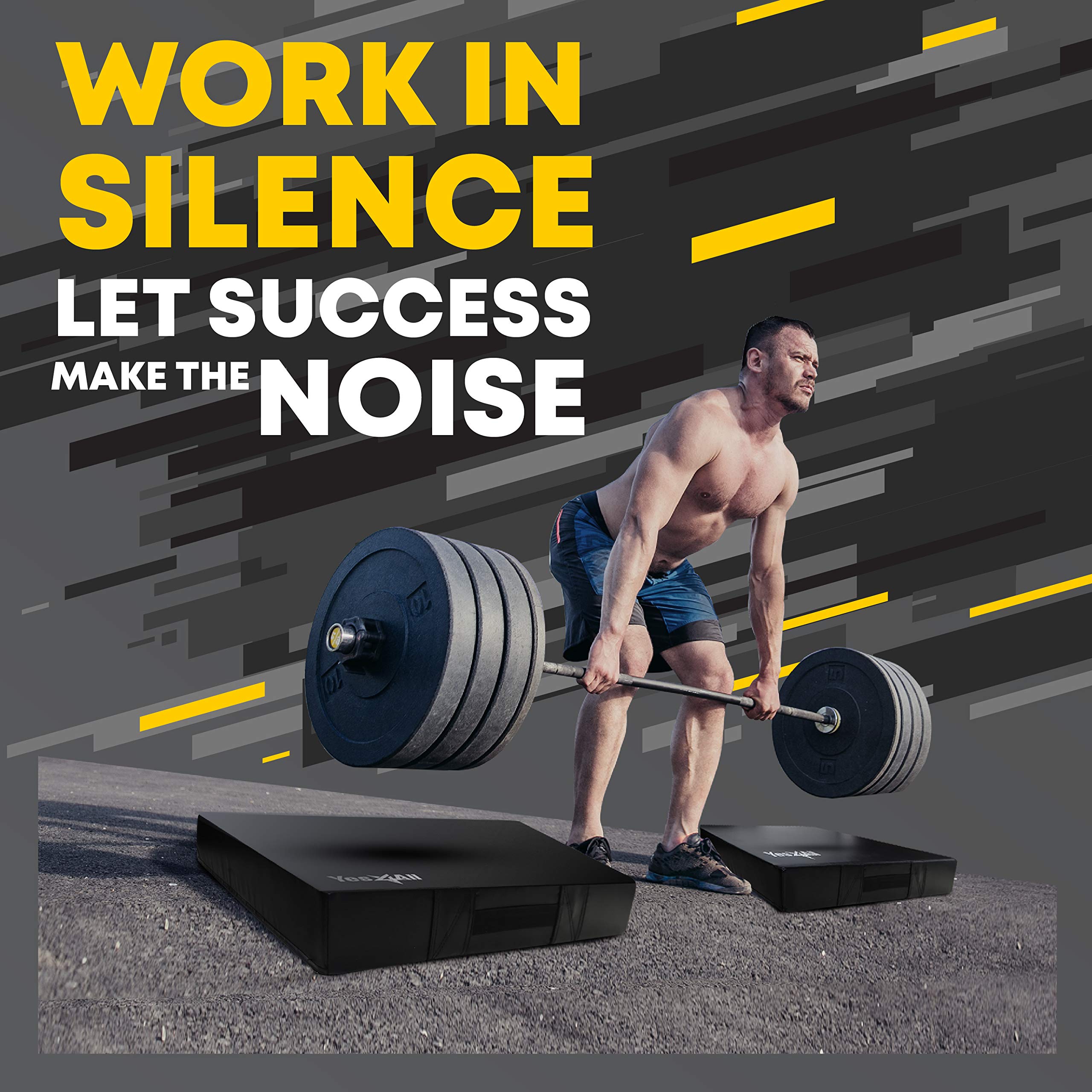 Yes4All Weightlifting Drop Pads - Pair of Silencer Pads with PVC Cover & Carry Handles for Gym, CrossFit & Home Workouts - Reduce Noise & Protect Floors