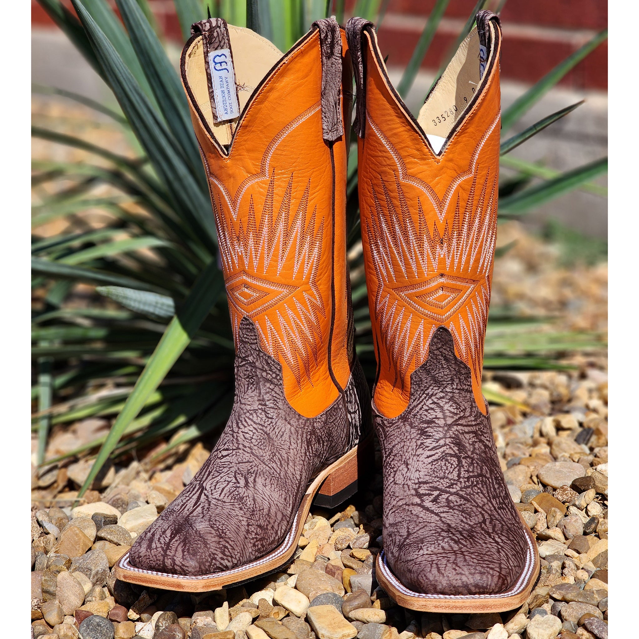 Anderson Bean Men's Brown Washed Square Toe Cowboy Boots - Premium Leather Western Boots for Men | Perfect for Rodeo, Country Dancing & Casual Wear