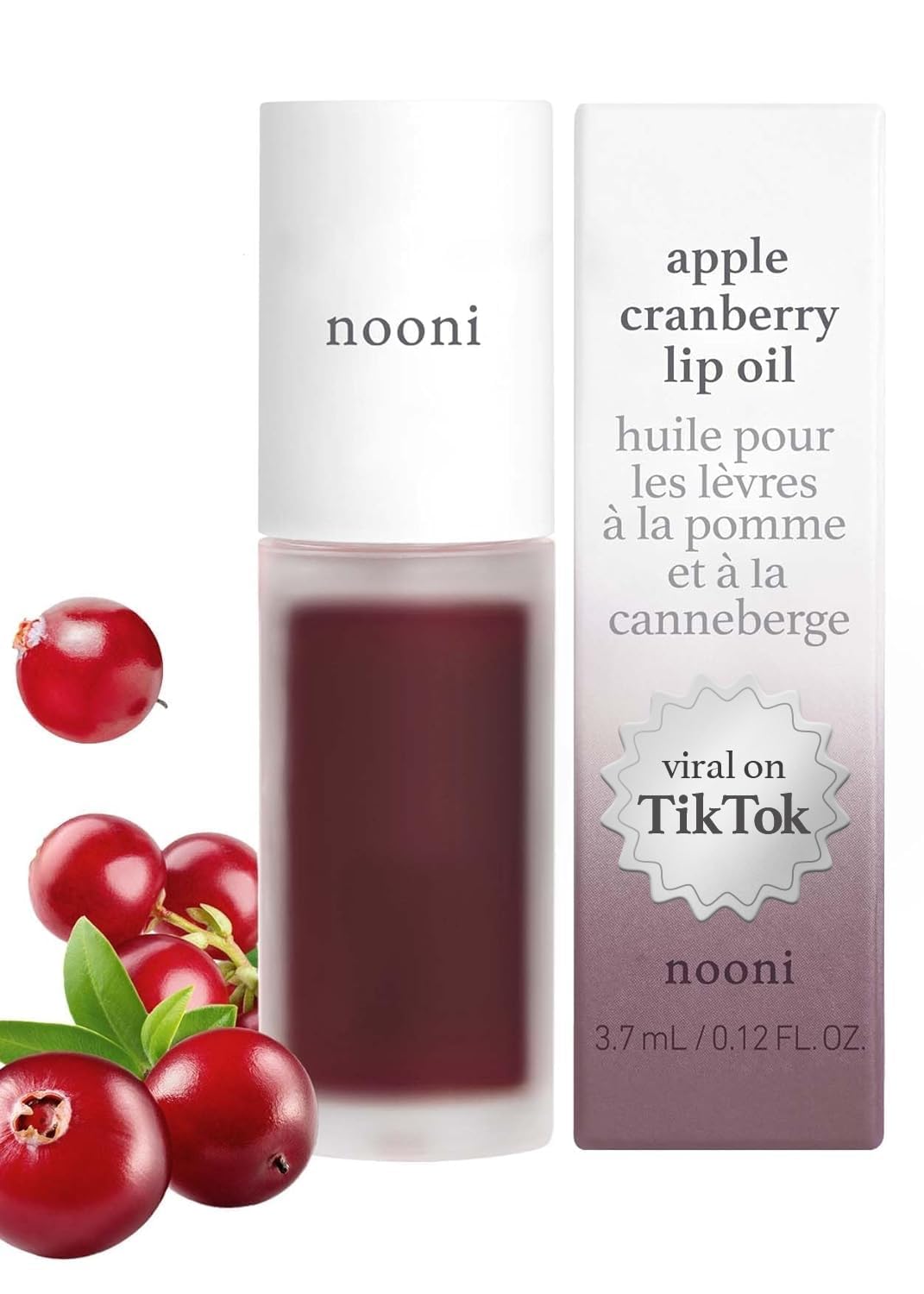 NOONI Vegan Appleseed Lip Oil - Moisturizing & Plumping for Dry Lips | Daily Hydration & Nourishment