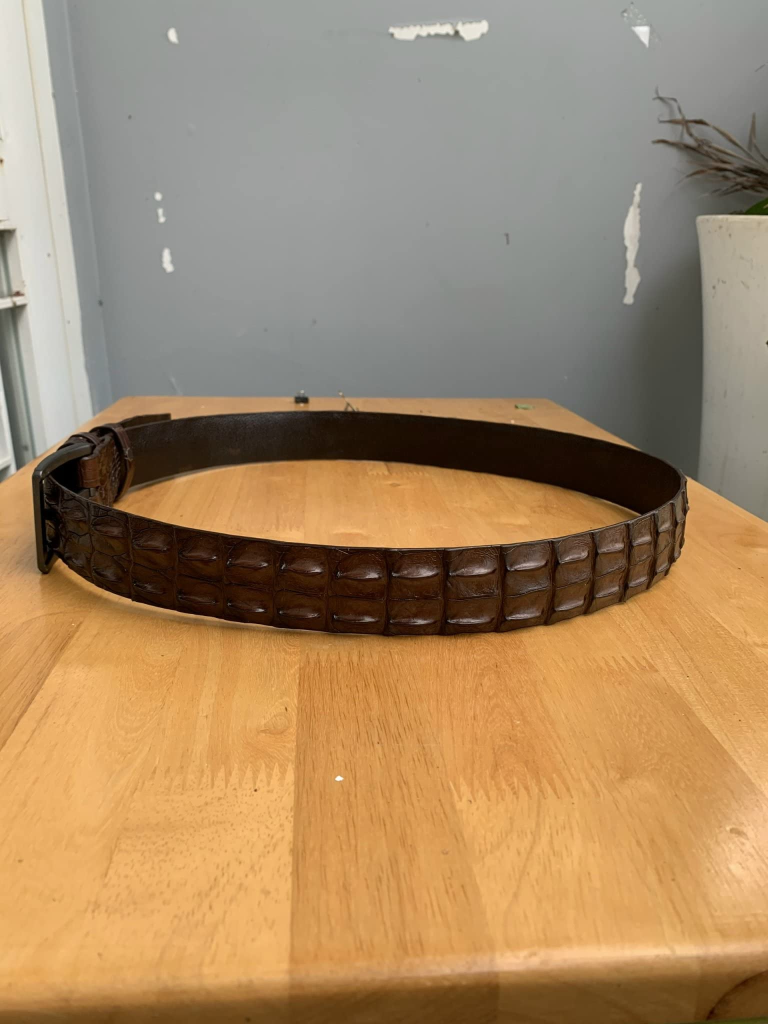 **Genuine Crocodile Hornback Leather Belt for Men - Real Alligator Skin with Buckle - Brown Dress Belt for Formal & Casual Wear**    **Use Case:** Perfect for business attire, weddings, or everyday fashion to elevate your style.