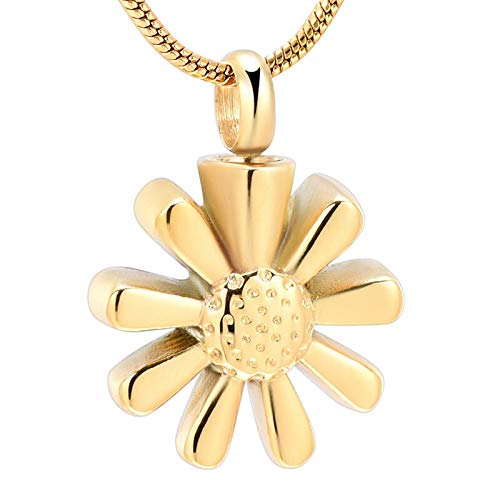 316L Stainless Steel Cremation Urn Necklace for Ashes - Memorial Jewelry Pendant for Women, Pet (Dog/Cat) - Sunflower Funeral Keepsake - Perfect for Remembrance, Grieving & Special Occasions