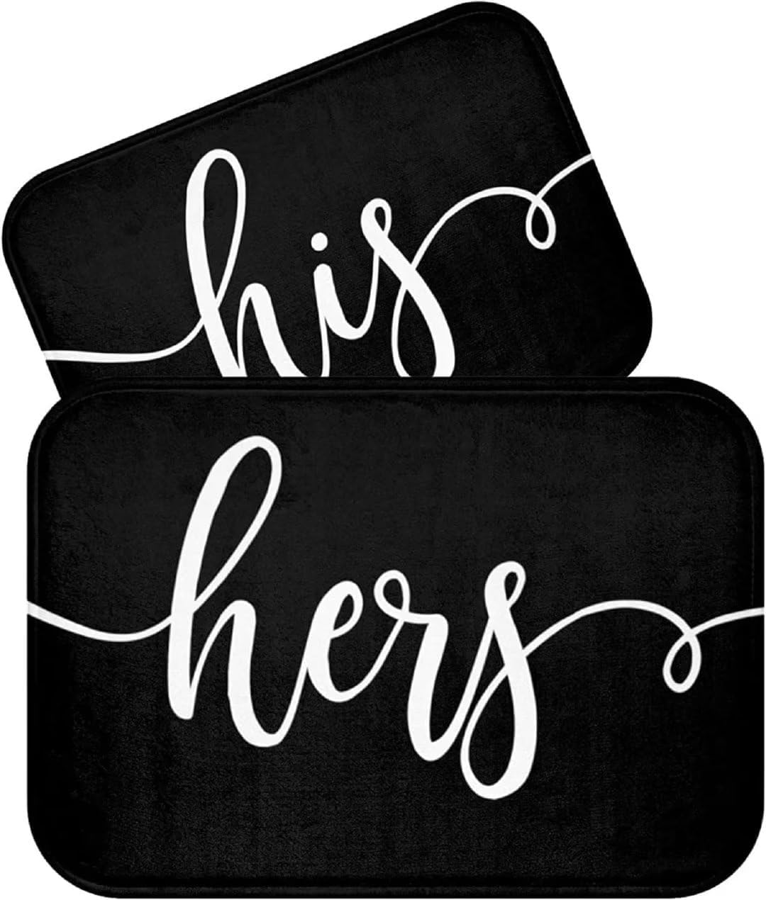 His and Hers Bath Mat Set - 24x16 Inches Black and White Bathroom Rugs for Couples | Non-Slip Mr. & Mrs. Bath Mats | Funny Wedding Gift Idea for Newlyweds | Perfect for Master Bathroom, Guest Bath, or Romantic Getaway