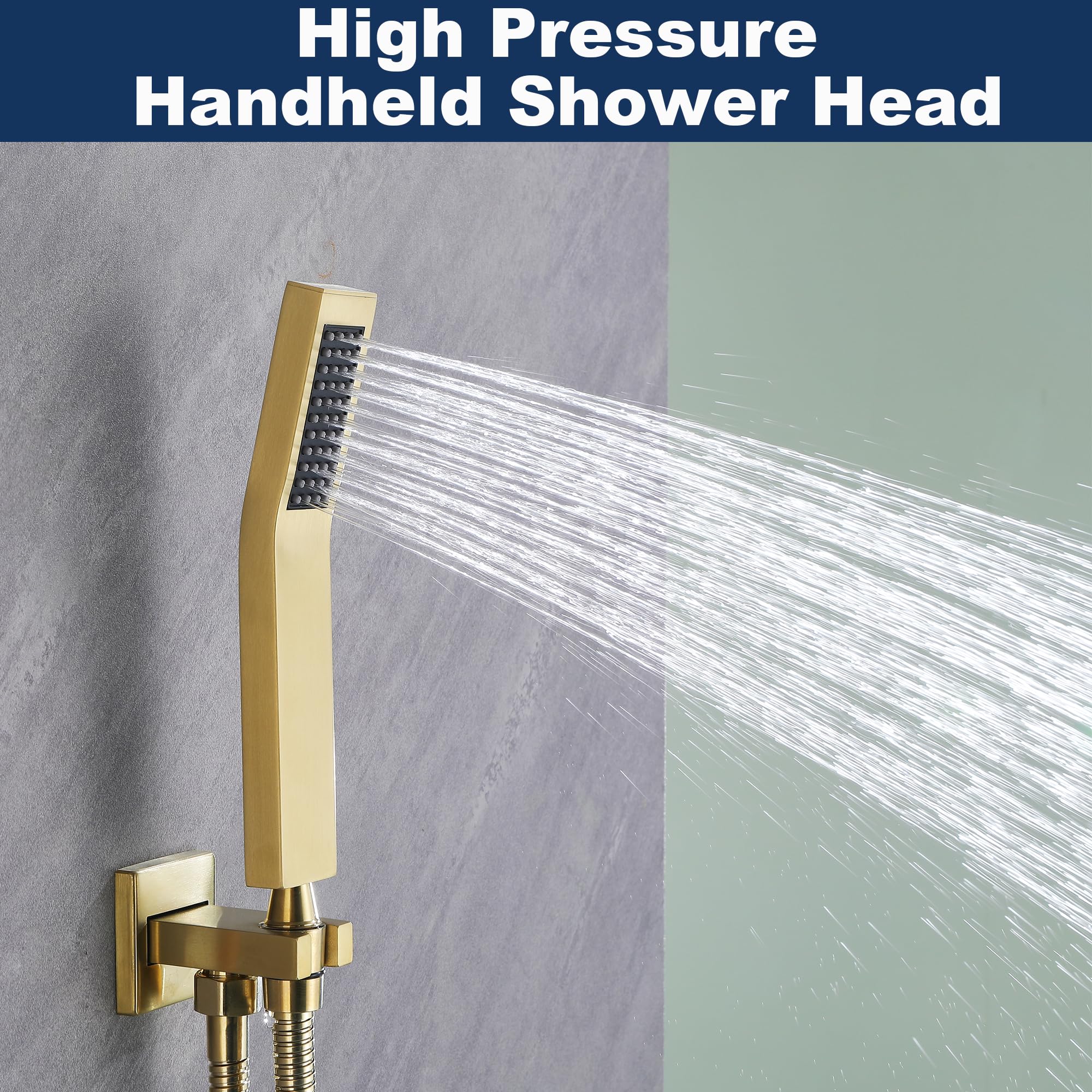 Premium Brushed Gold Shower System - 10 Inch Rain Shower Head & Handheld Shower Set with Tub Spout - All Metal High Pressure Bathtub Faucet (Valve Included) - Perfect for Luxury Bathroom Renovation & Spa-Like Shower Experience