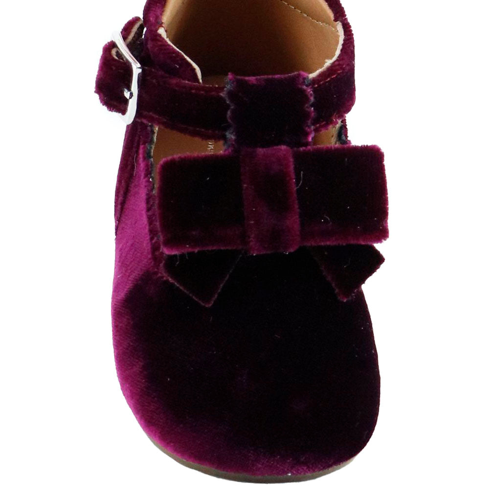 Burgundy Velvet Bow Baby Shoes for Girls & Boys - Soft & Comfortable First Walking Shoes - Perfect for Special Occasions, Photography & Newborn Gifts