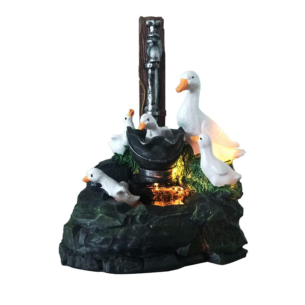 Resin Duck Statue Fountain Light - Creative Animal Garden Decor, Outdoor Patio Water Feature with LED Lighting - Perfect for Backyard Landscaping, Garden Art & Relaxing Water Sounds