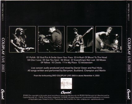 Coldplay Live 2003 Concert DVD - Official Tour Performance Recording | Perfect for Music Lovers & Coldplay Fans | Great for Home Entertainment & Party Background Music