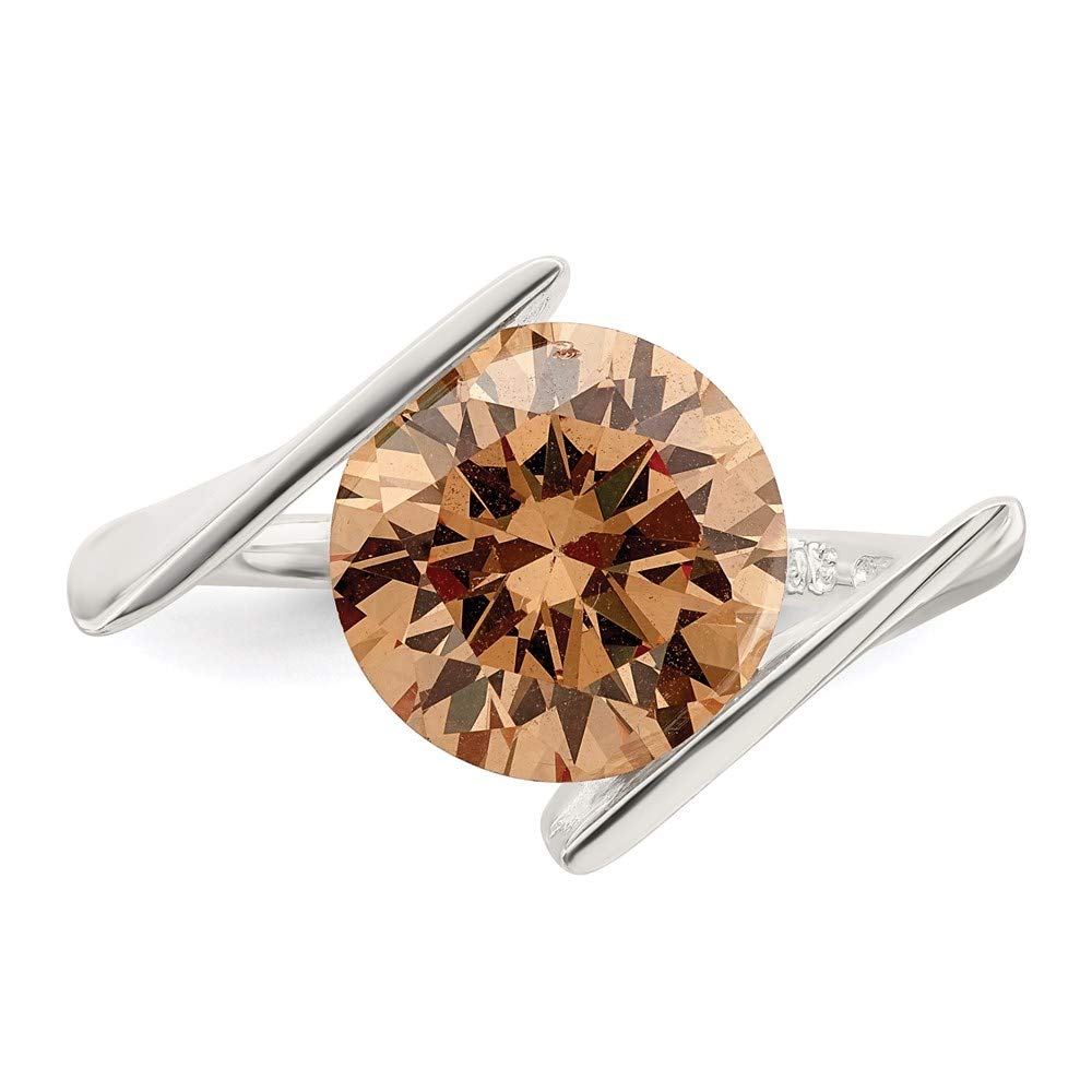 925 Sterling Silver Champagne Cubic Zirconia Ring for Women - Elegant Fine Jewelry Gift for Her - Perfect for Anniversaries, Birthdays & Special Occasions