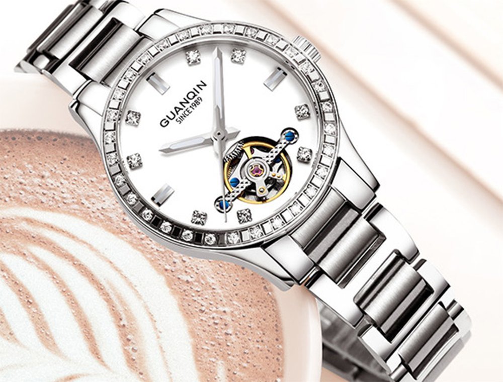 Luxury Automatic Mechanical Diamond Skeleton Watch for Women - Stainless Steel, Luminous, Waterproof Dress Watch - Perfect for Formal Events, Business Meetings & Evening Occasions