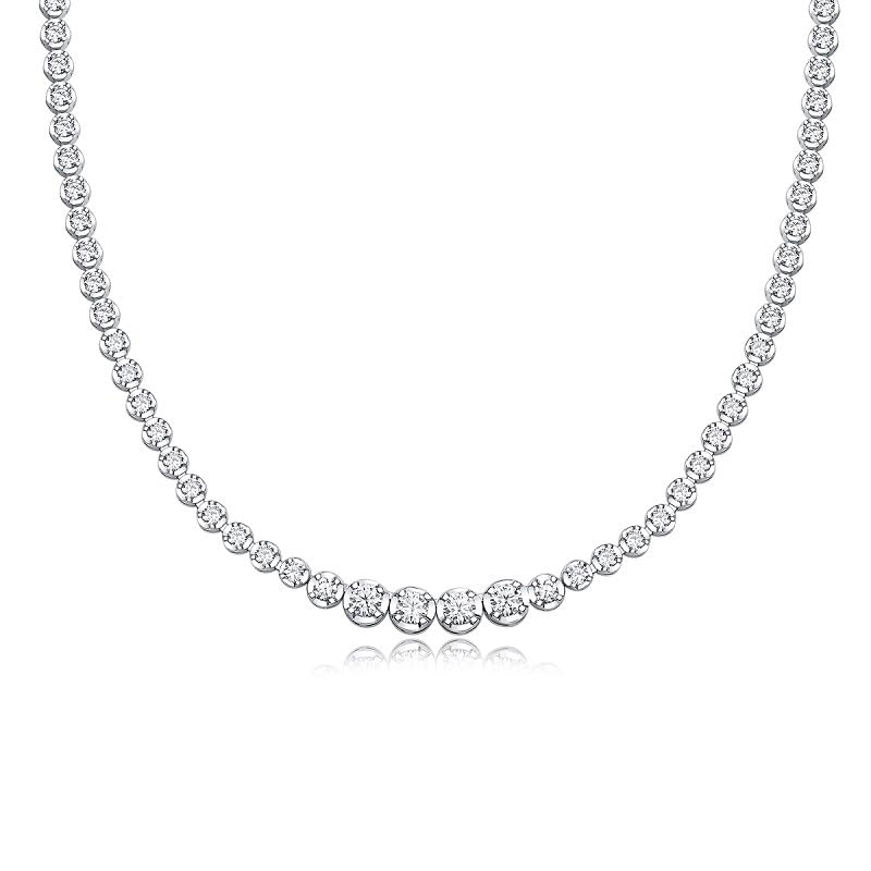 14K Gold Tennis Necklace with VS1 1.2 Carat Diamond - Four 0.3 Carat Diamonds - Luxury Collarbone Chain - Premium Gift for Women - Passes Diamond Tester - Perfect for Weddings, Anniversaries & Special Occasions
