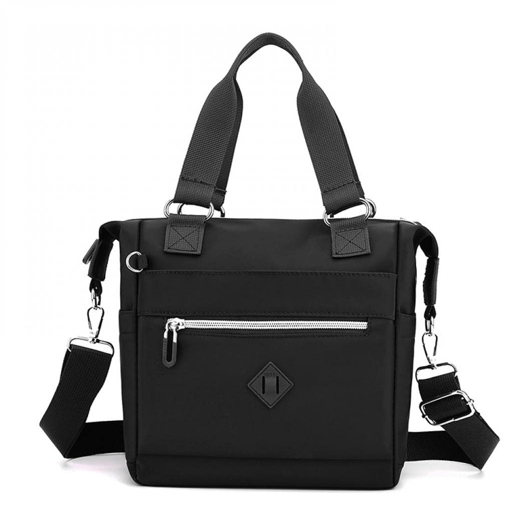 Gelory Women's Waterproof Nylon Tote Bag - Small Crossbody Shoulder Handbag with Detachable Strap & Multiple Pockets | Perfect for School, Shopping, Work & Travel (Black) | Stylish Everyday Carry & Commuter Essentials