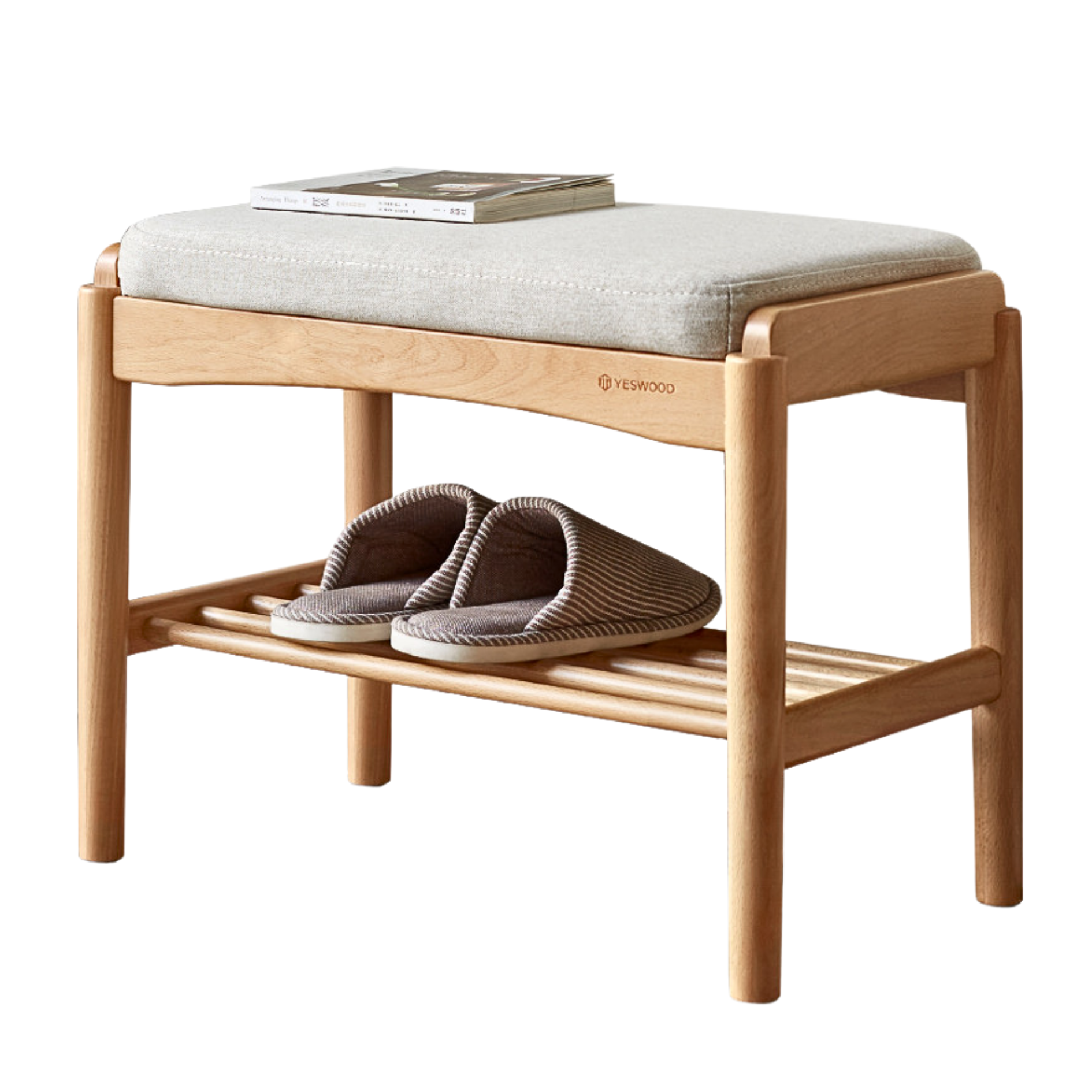Solid Wood Shoe Storage Bench - Beech, Cherry, Walnut & Oak - Entryway Organizer for Home & Closet Storage