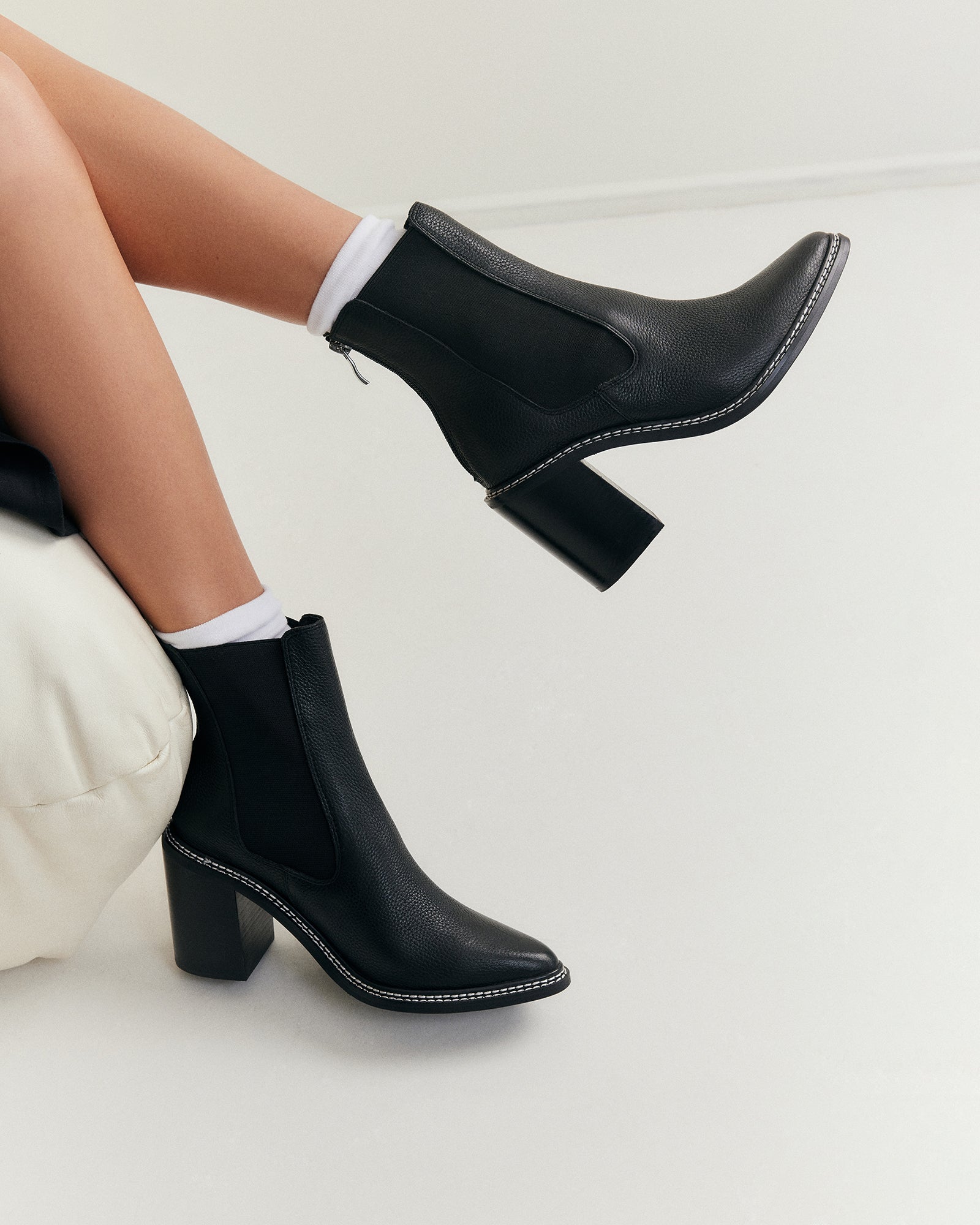 Luxury Black Leather High Ankle Boots for Women - Fashionable Winter & Fall Booties for Casual Outfits, Office Wear, and Night Out