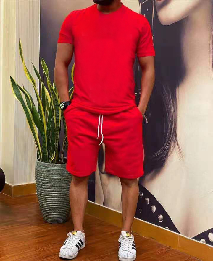 Men's Summer Casual 2-Piece Outfit Set - Lightweight Breathable Short Sleeve Shirt & Shorts for Beach, Vacation, and Outdoor Activities