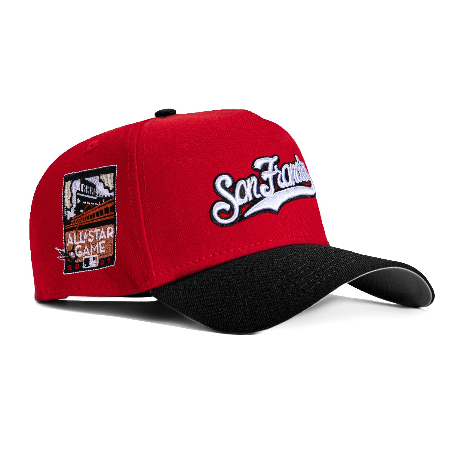 New Era 9Forty A-Frame San Francisco Giants 2007 All-Star Game Patch Snapback Hat - Red & Black | Official MLB Baseball Cap for Men & Women | Perfect for Games, Collecting & Streetwear Fashion