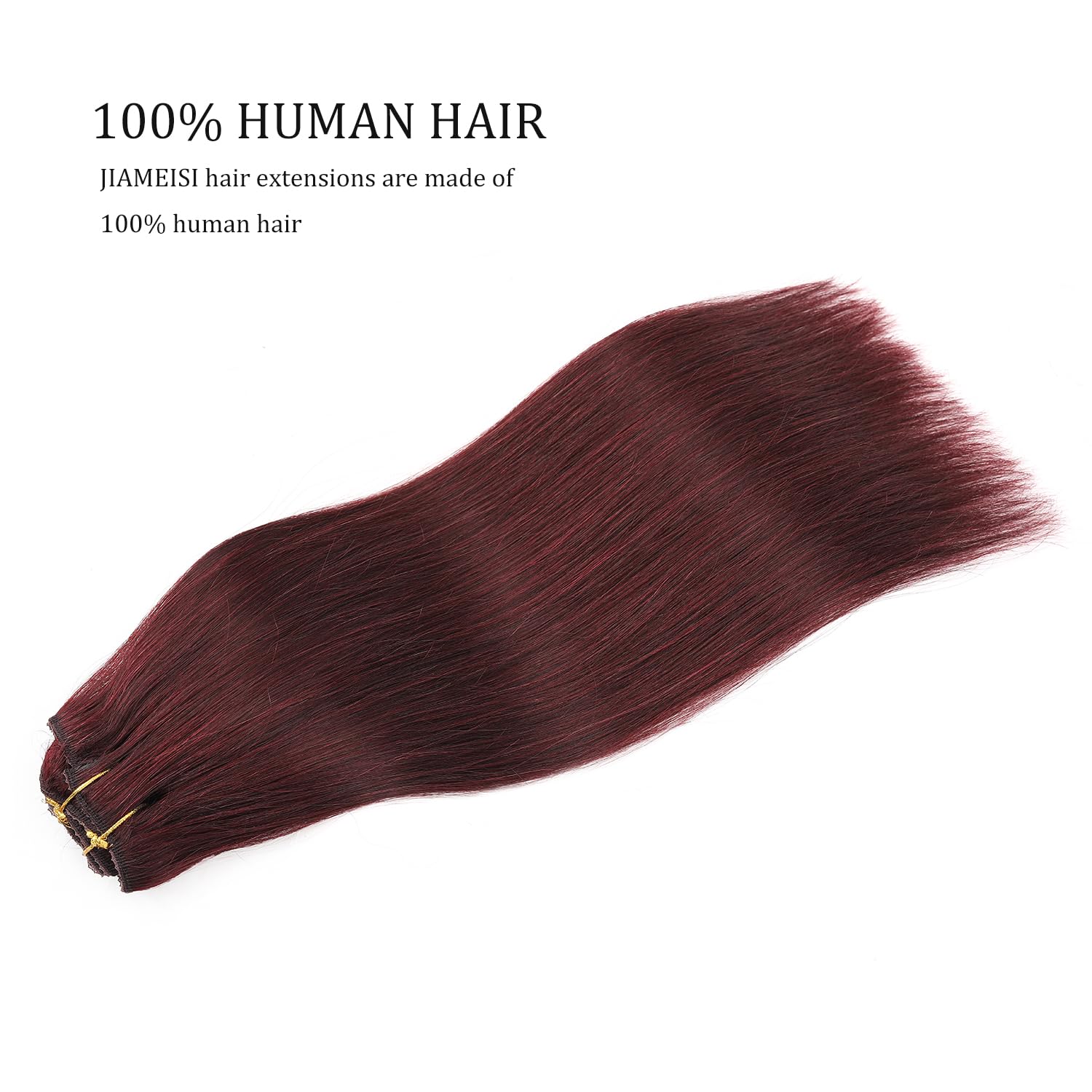 120g #99J Wine Red Clip-In Human Hair Extensions - 14 Inch 8pcs with 20 Clips, Straight Burgundy Hair Extensions for Women | Perfect for Parties, Weddings & Daily Styling
