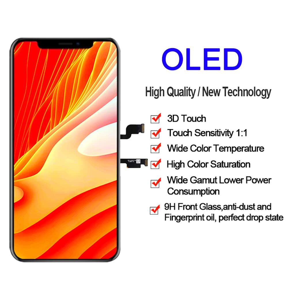 iPhone Xs Max 6.5 Inch Soft OLED Screen Replacement (Not LCD) - 3D Touch Display Digitizer Repair Kit with Tools | Perfect for DIY Phone Repair & Screen Damage Fixes