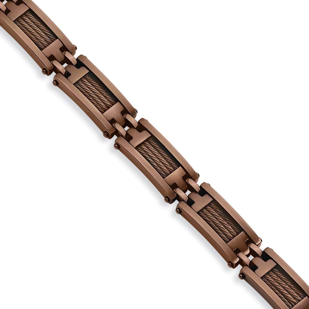 Stainless Steel Brushed Polished Fold Over Bracelet - Brown IP Plated 9 Inch Jewelry for Women | Elegant Gift for Birthday, Anniversary & Special Occasions
