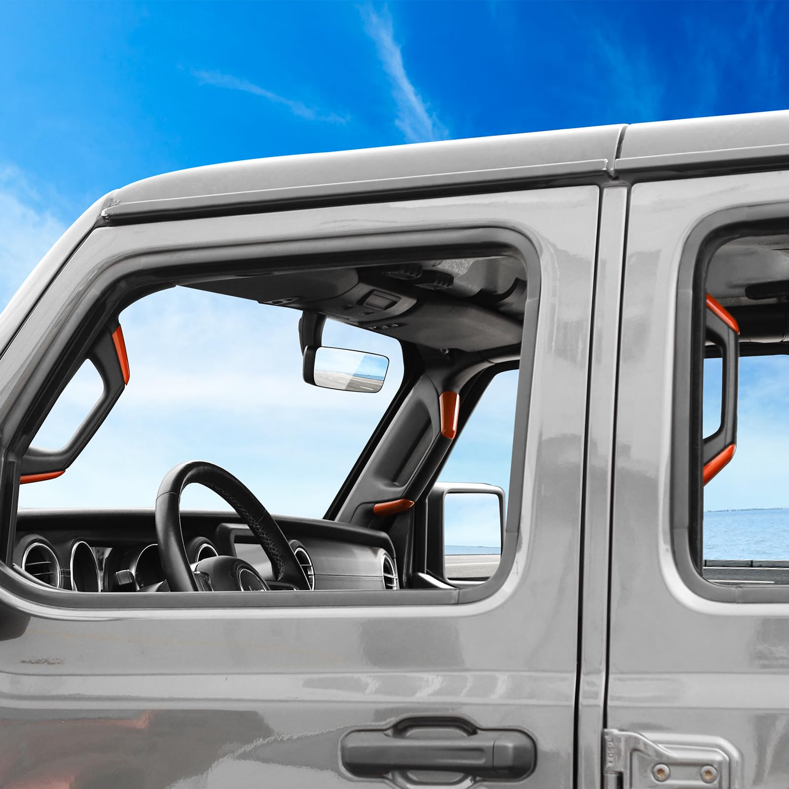 RT-TCZ Orange A/B Pillar Grab Handle Covers for Jeep Wrangler JL/JLU & Gladiator JT (2018-2023) - Interior Accessories for Off-Road & Daily Driving