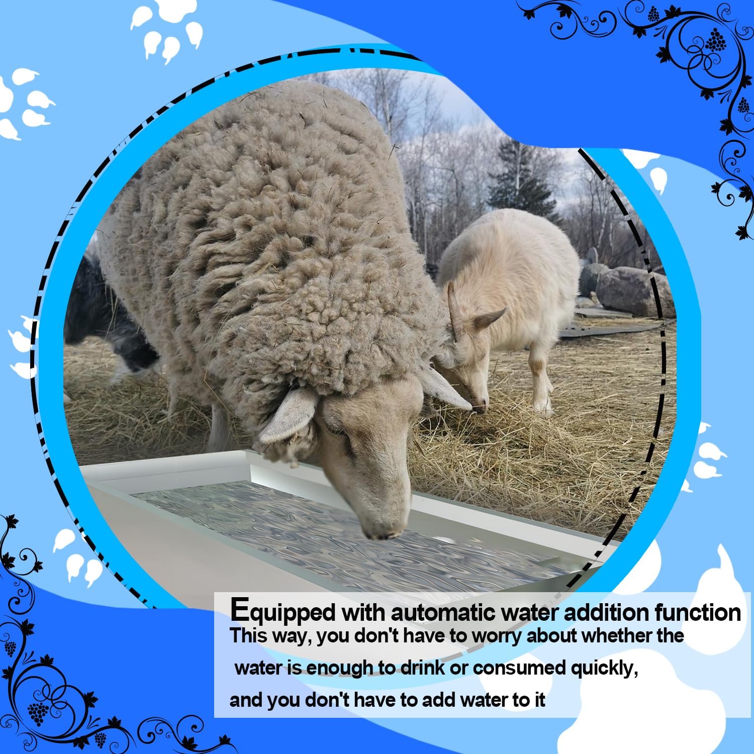 Automatic Livestock Water Trough - 304 Stainless Steel Animal Water Dispenser with Float Valve Kit for Dogs, Horses, Pigs, Cows (39.3