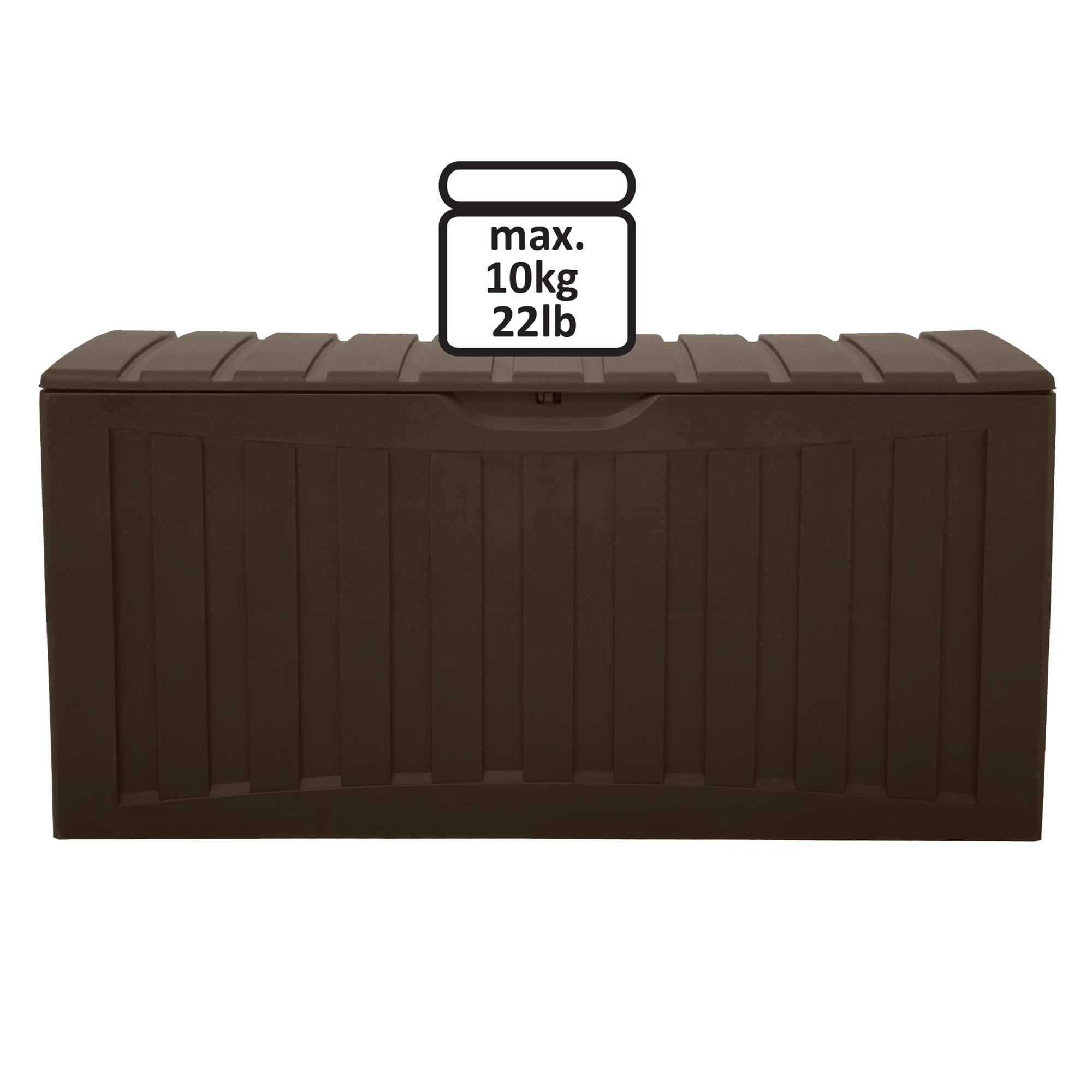 Ram Quality 90 Gallon Outdoor Storage Bin - Lockable Deck Box for Patio, Pool & Backyard | Weatherproof Plastic Container for Cushions, Pool Toys & Towels | Brown Large Capacity Organizer (Perfect for Outdoor Furniture Protection & Seasonal Storage)