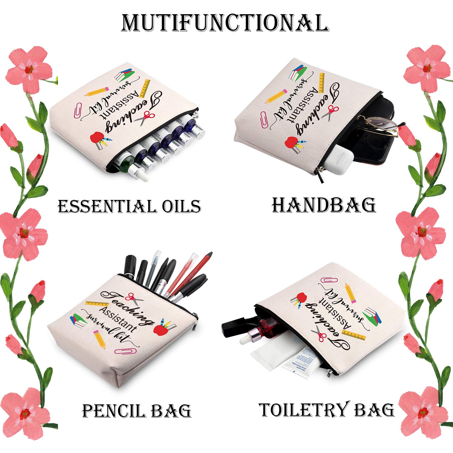 Teaching Assistant Survival Kit - Essential Teaching Aid, Travel & Toiletry Organizer, Makeup Pouch for Educators | Perfect for Classroom, Commuting & Travel