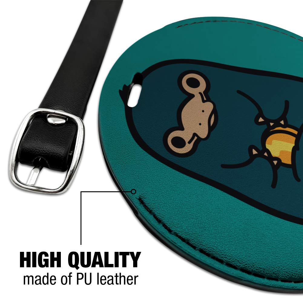 Fantastic Beasts Nifler Cute Chibi Round Leather Luggage Tag & ID Card Holder - Perfect for Harry Potter Fans, Travel Accessories, Suitcase Identification