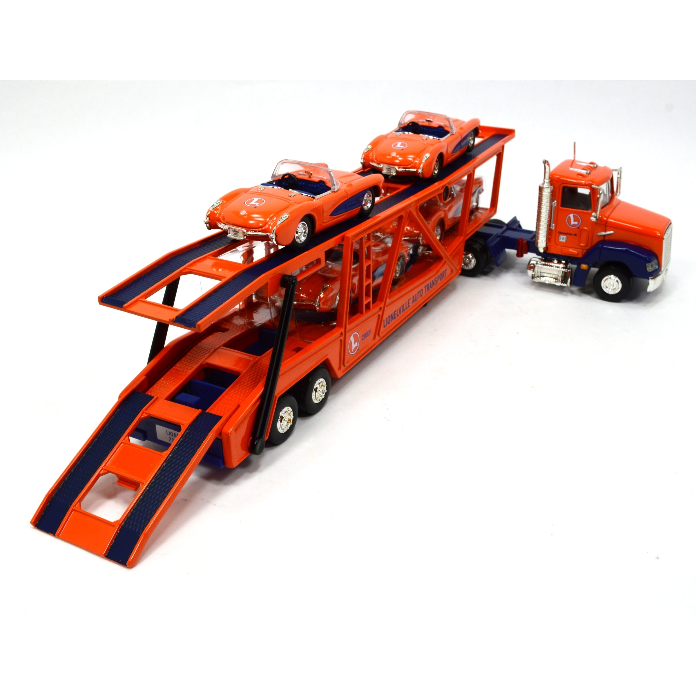 New in Box Lionel Lionville Auto Transport Diecast Car Carrier with 4 Cars - Perfect for Train Sets, Collectors & Kids Playroom Scenes