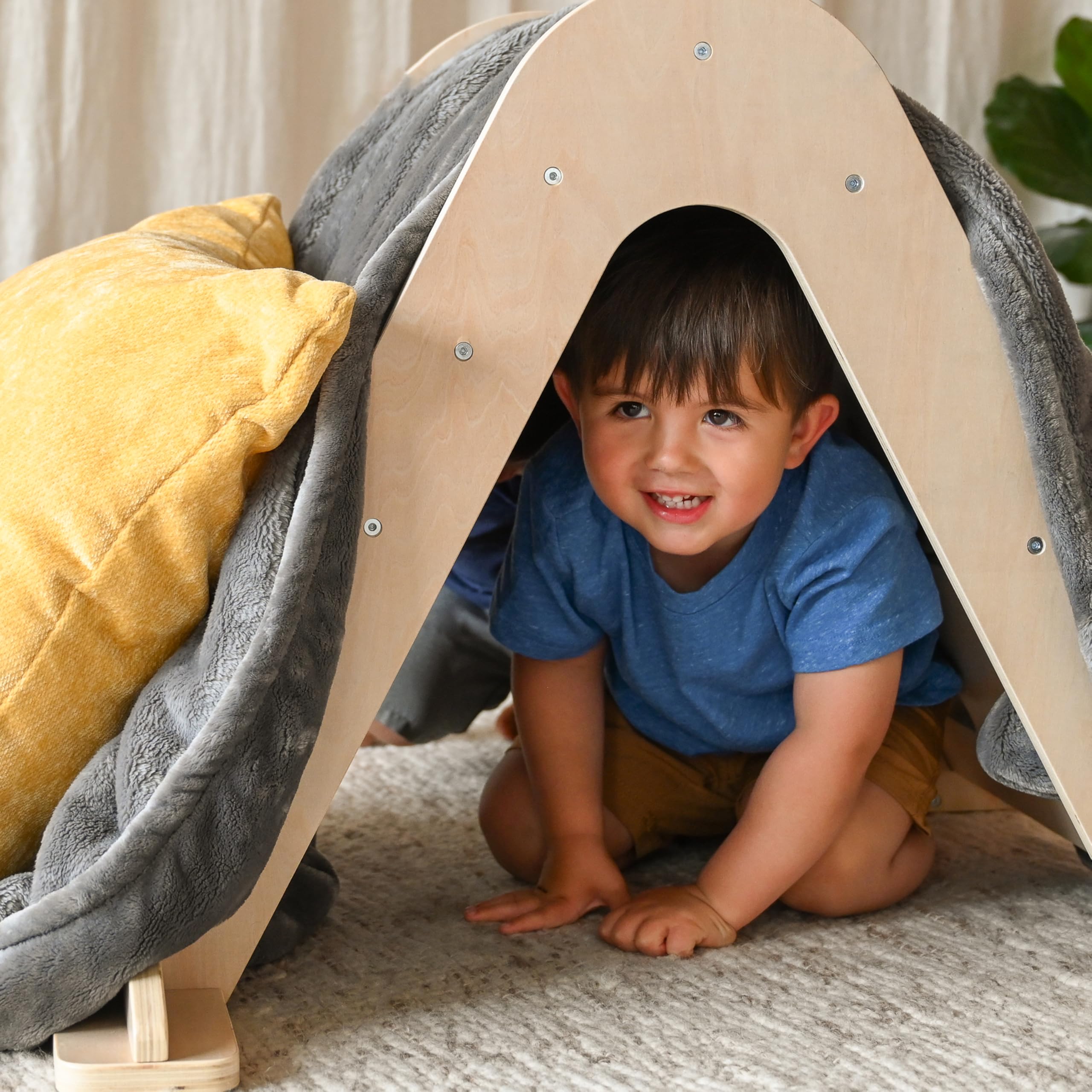 SPARK & WOW 3-Piece Wooden Climbing Gym Set for Toddlers 1-3 Years - Montessori Indoor Jungle Gym for Kids - Natural Wood Gross Motor Skill Toys for Home Playroom, Daycare & Preschool Activities