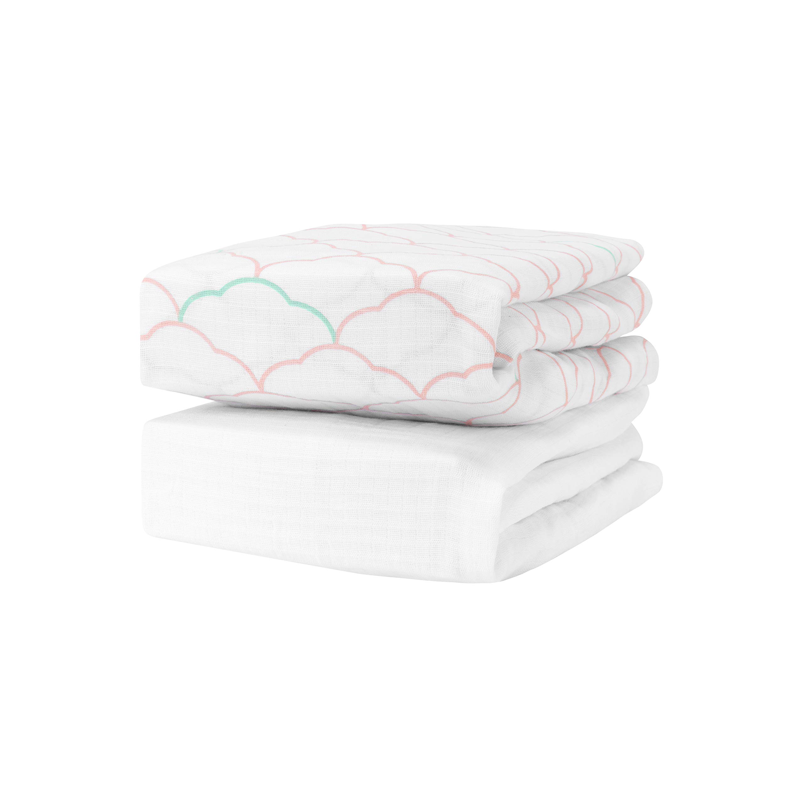 Organic Muslin Cotton Mini Crib Sheets (2-Pack) - 100% Breathable & Soft Baby Bedding, Washable Fitted Crib Sheets for 24