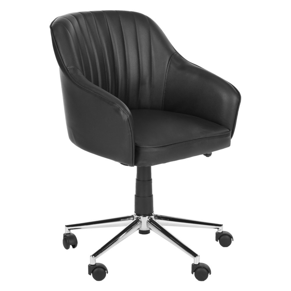 SAFAVIEH Home Collection Hilda Black Modern Office Desk Chair - Ergonomic Rolling Swivel Chair for Home Office, Study, Gaming & Workspace