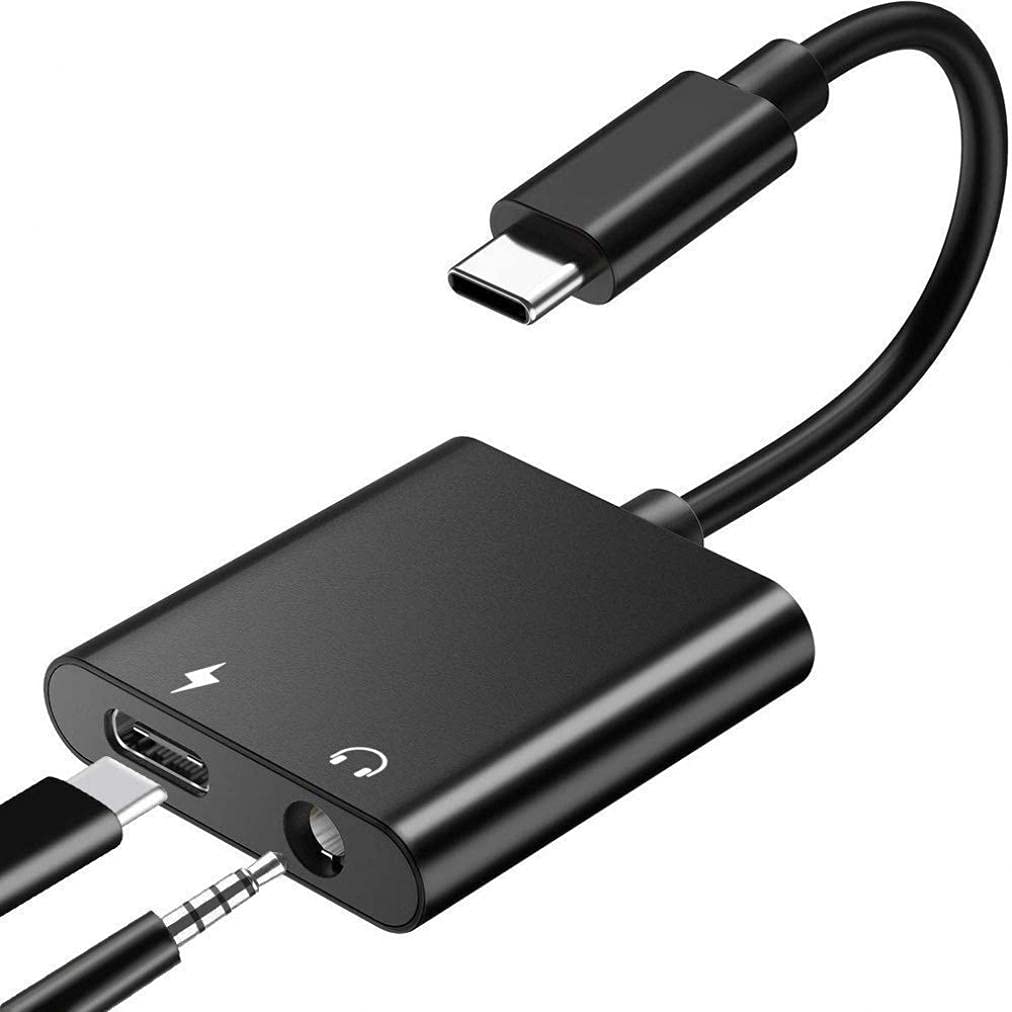 USB-C to 3.5mm Headphone Adapter with Microphone Support - Compatible with Samsung Galaxy Z Flip 3 5G & Z Fold 3 5G - Type-C Audio Splitter for Charging & Hands-Free Calls - Perfect for Travel, Work & Gaming (Black)
