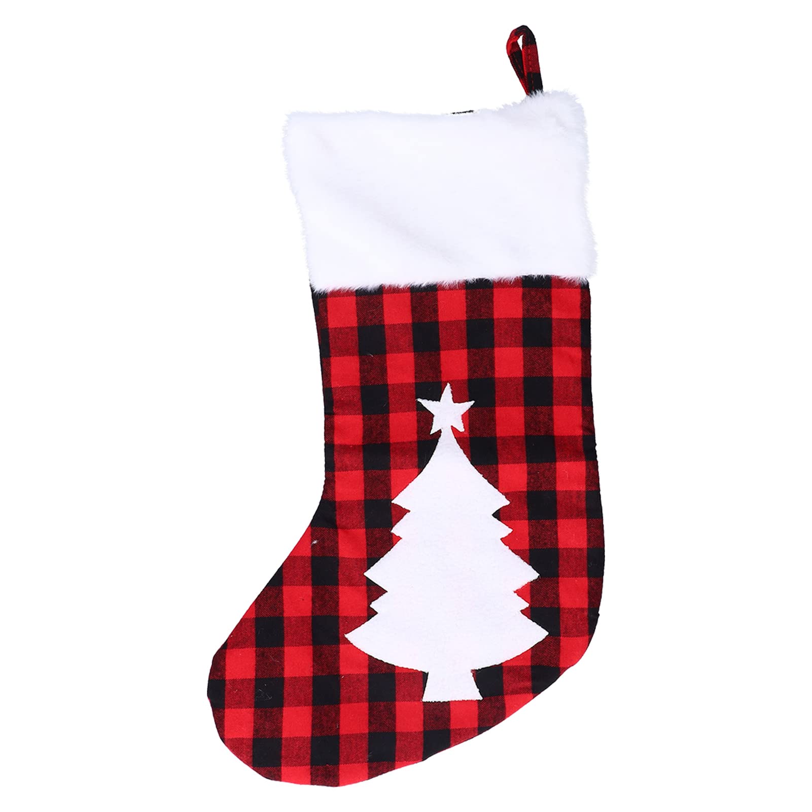 Gaeirt Black Red Grid Christmas Stocking - Large Capacity Holiday Stocking Gift Bags for Hotels, Restaurants & Home Decor | Perfect for Fireplace Mantel, Xmas Tree Decorations & Festive Gift Giving