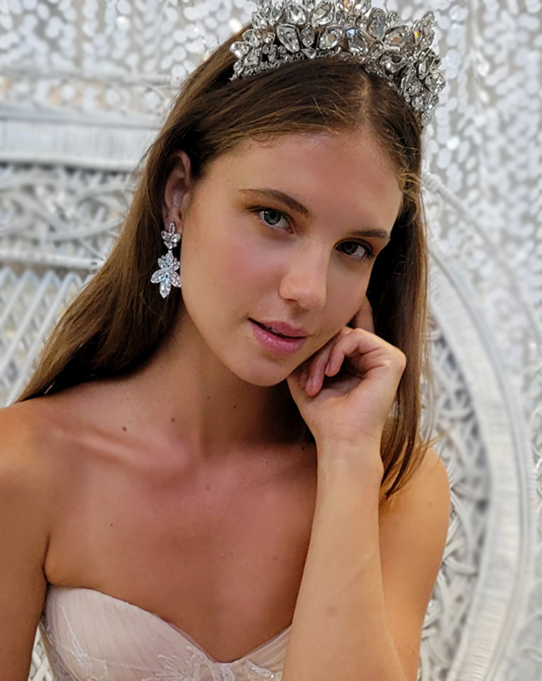 Stunning Crystal Star Flower Bridal Earrings | Jayda by Johnny B at Kezani | Perfect for Weddings, Prom & Special Occasions