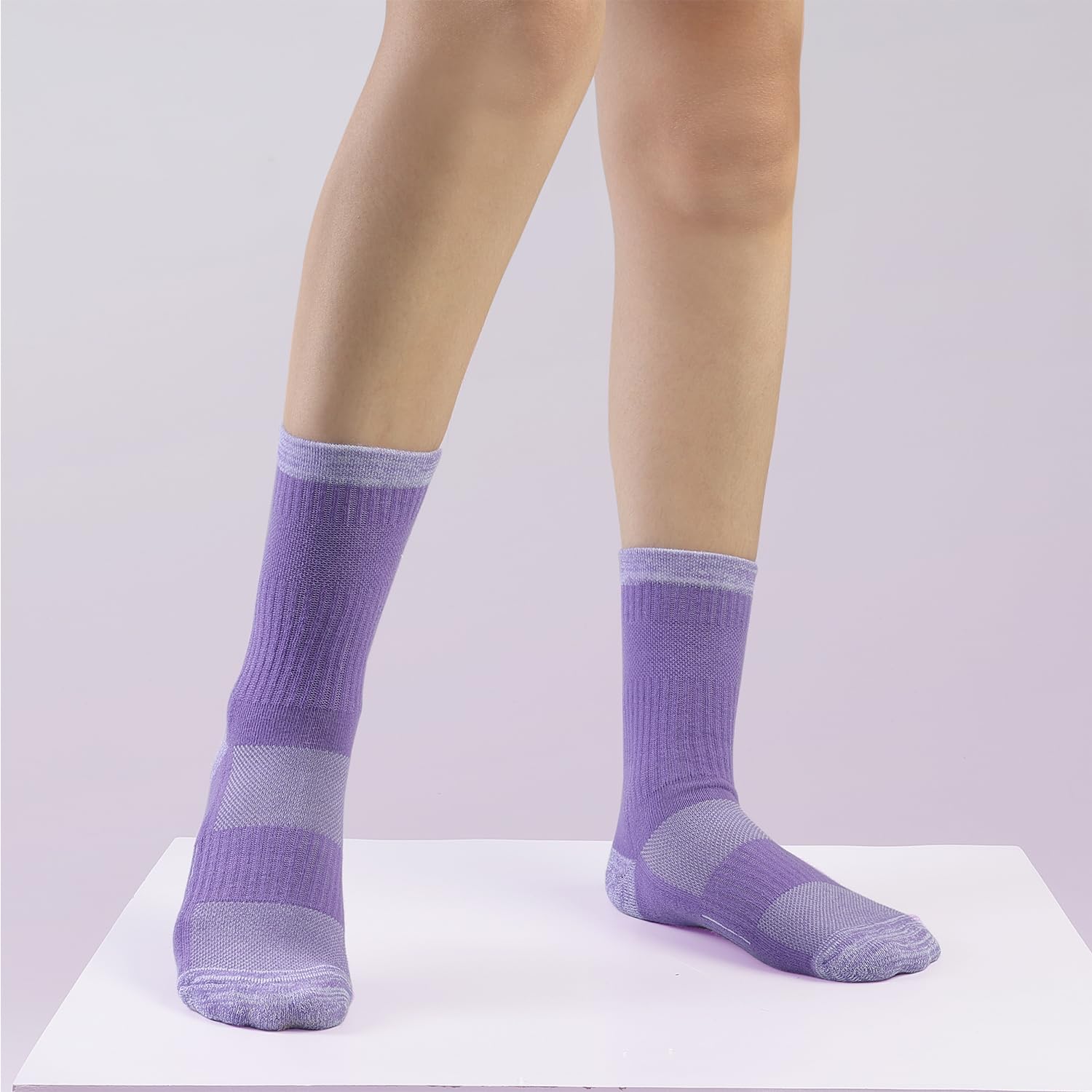 **Women's Crew Socks - 6 Pairs Cushioned Compression Cotton Socks for Hiking, Running, Walking & Athletic Activities | Perfect for Outdoor Sports & Daily Wear**