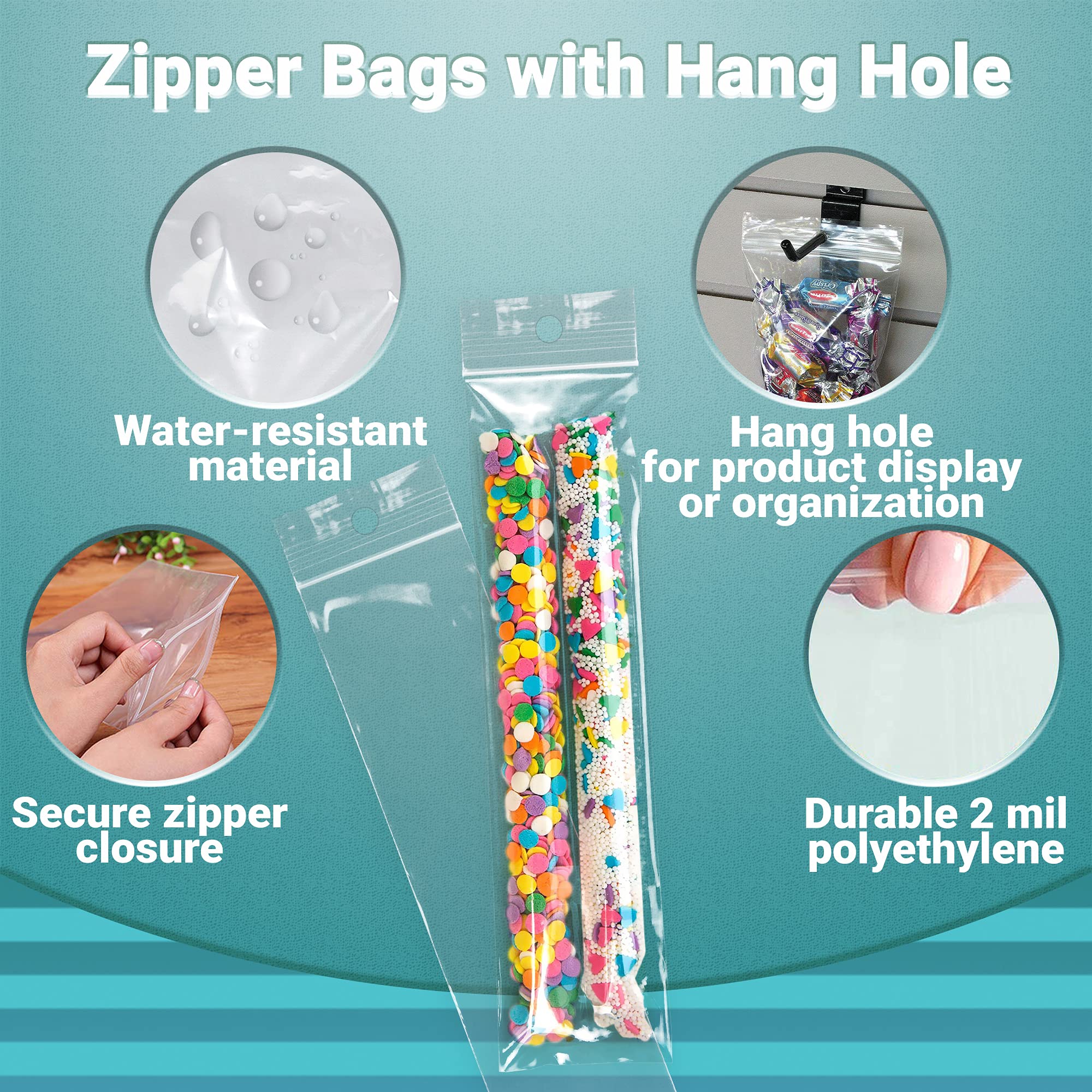 1000 Pack Clear Reclosable Zipper Bags 2