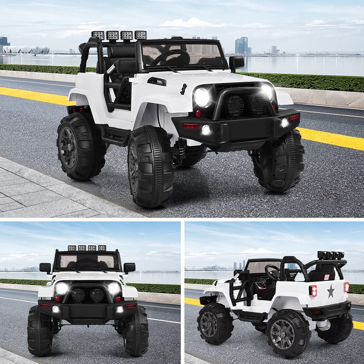 OLAKIDS 12V Battery Powered Kids Ride on Truck - Electric Toy Car with Parental Remote Control, Spring Suspension & LED Lights - Toddler Vehicle for Boys & Girls - Perfect for Birthday Gifts, Outdoor Play & Backyard Fun
