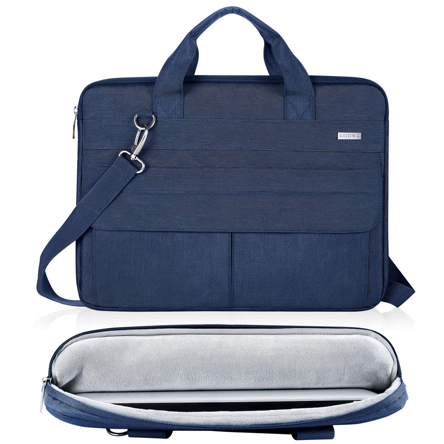 LANDICI Slim Waterproof Laptop Bag for 13-14 Inch MacBook Air/Pro & Chromebook - Lightweight Carrying Case with Shoulder Strap (Blue) - Perfect for Business Travel, Commuting & School Use