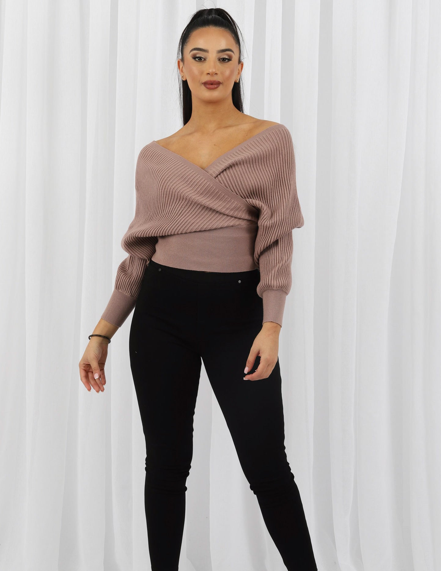 Women's Stylish Cross Over Knit Top - Soft Comfortable V-Neck Pullover Sweater for Casual Wear & Layering