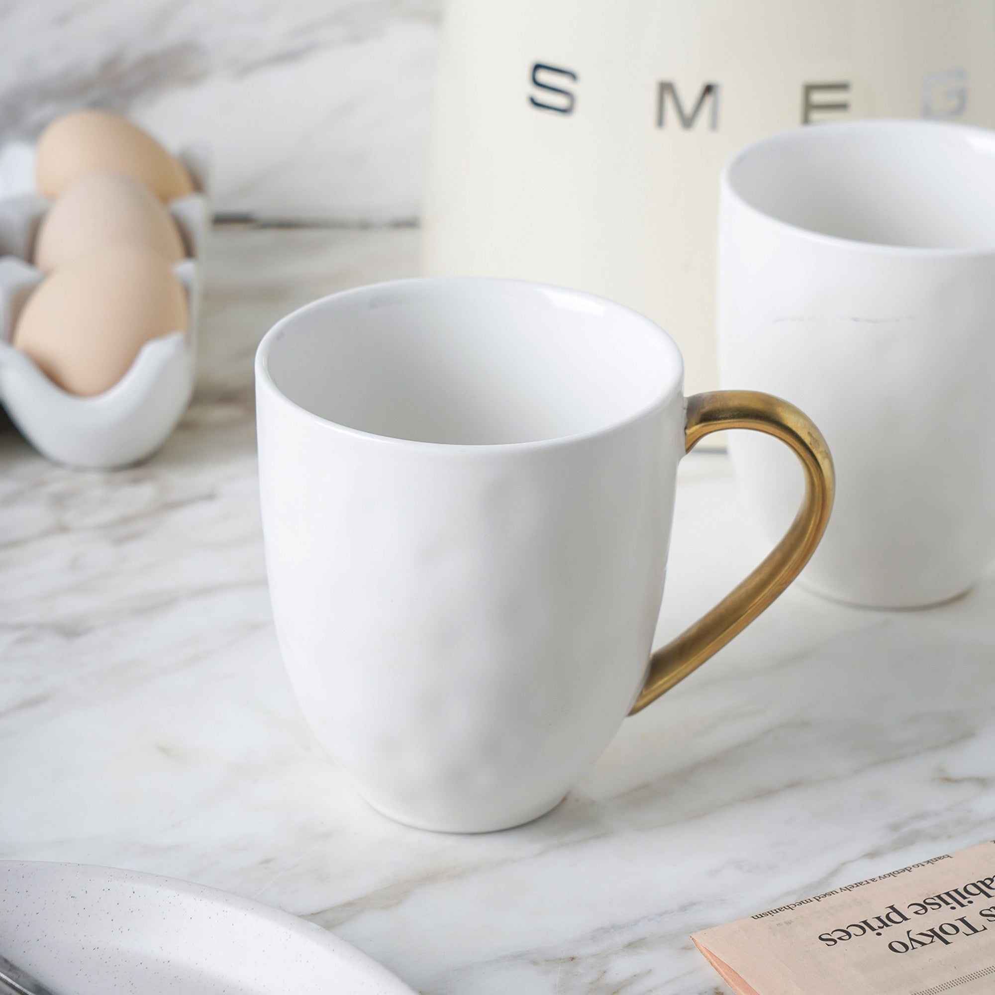 Premium White Florian Porcelain Coffee Mug - Elegant Ceramic Tea Cup for Home, Office & Gifts - Perfect for Morning Coffee, Afternoon Tea & Cozy Moments